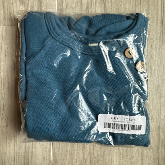 Gus + Steel Button Pocket Dress Blue NWT - Picture 2 of 2